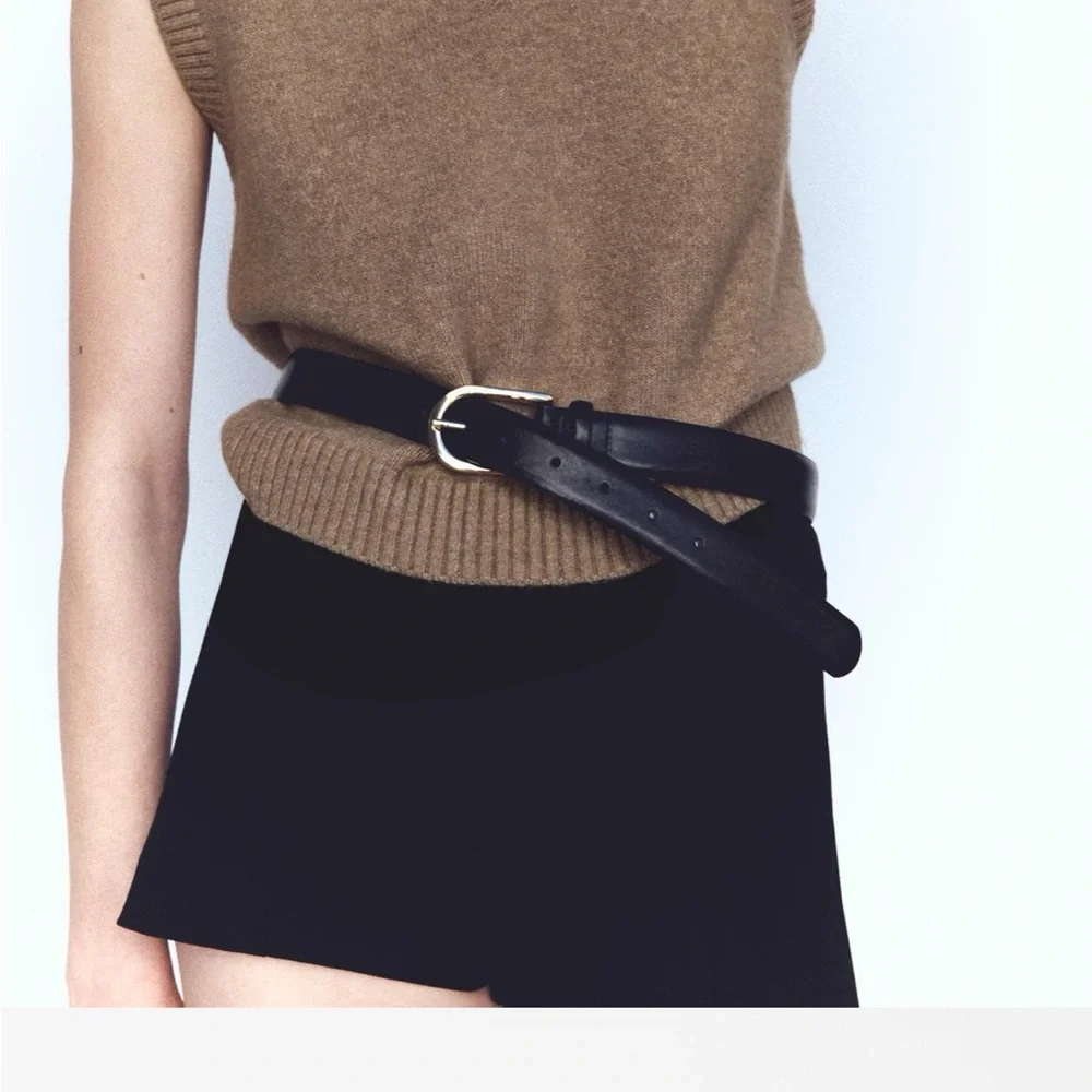 Zara limited edition pure leather minimalist buckle belt